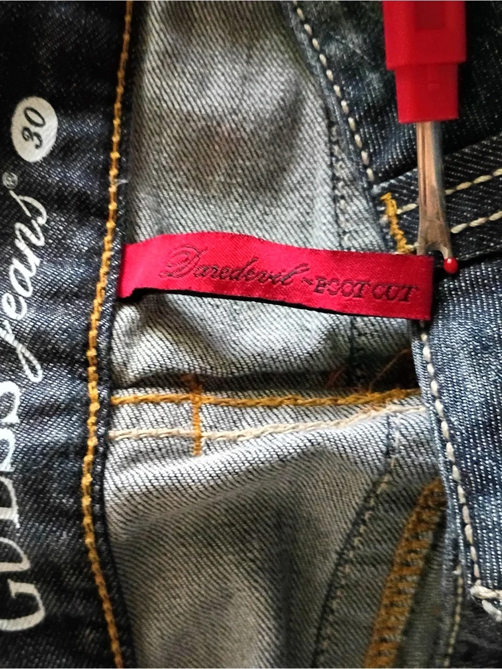 Guess Jeans Daredevil Boot Cut Y2K dark wash distressed jeans. Size 30.